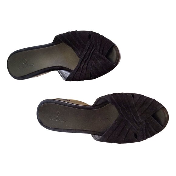 New Nike Air Cole Haan Suede Wedge Sandals Black Size 8.5 - Streetwear Sporty - Picture 9 of 10